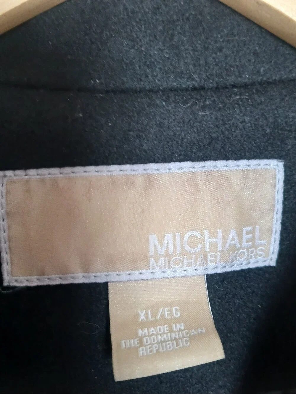 Women's MICHAEL Michael Kors Black Double-Breasted Peacoat Wool Blend XL